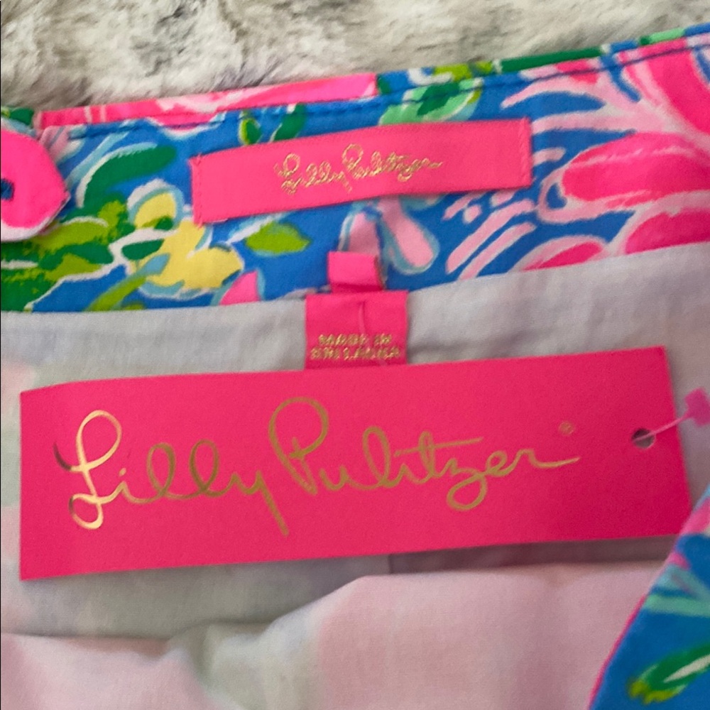 Lilly Pulitzer Pink and Green A-Line Mini Skirt Resort Wear